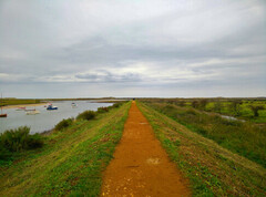 A dyke with a footpath running atop