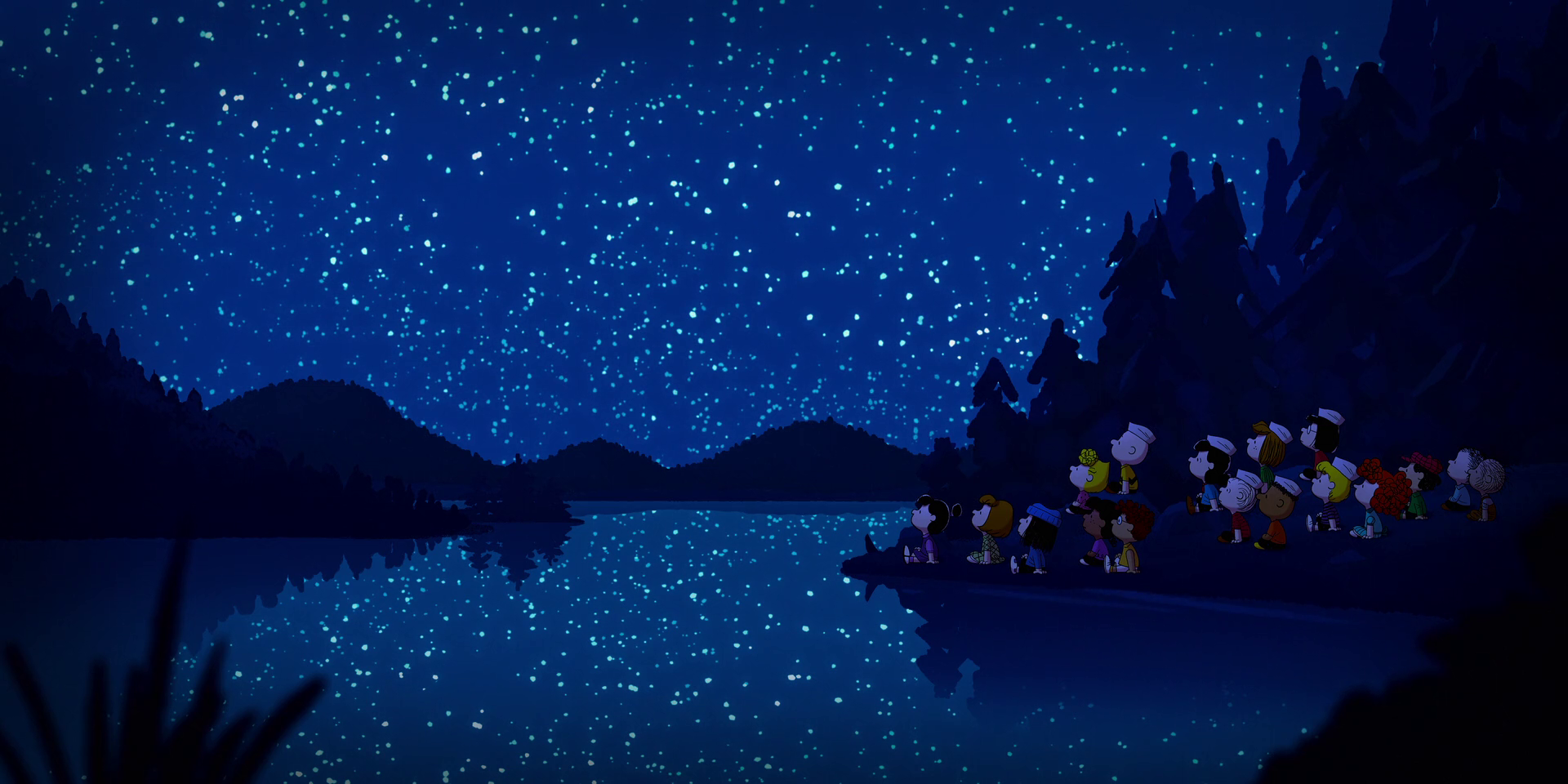 The gang under the night sky